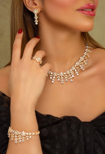 طقم زركون ذهبي