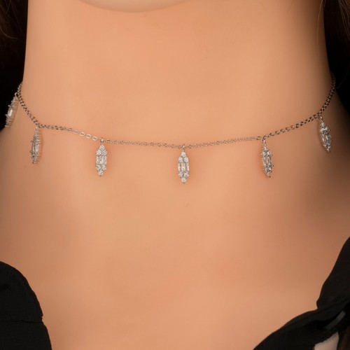 شوكر زركون فضي