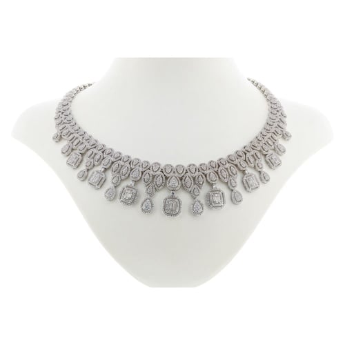 طقم زركون فضي