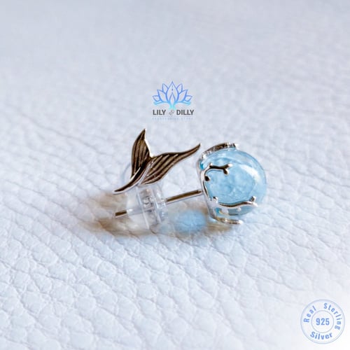 أقراط مارين - فضة كريستال بحري