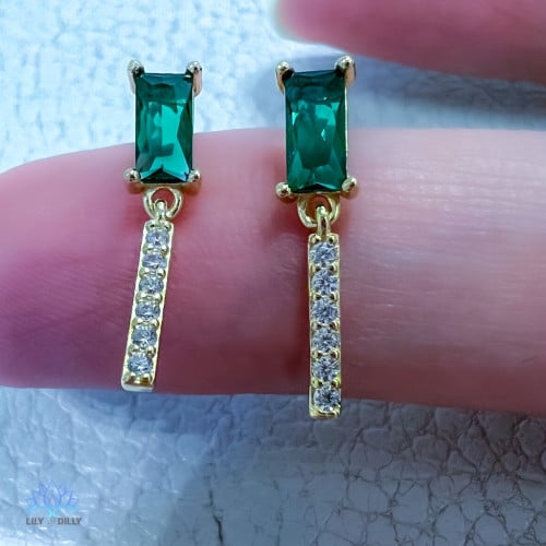 أقراط زمردة- فضة خالصة