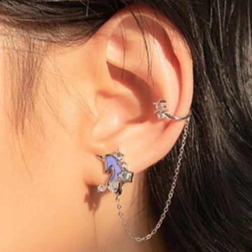 أقراط ليلي - فضة كريستال أزرق وبنفسجي