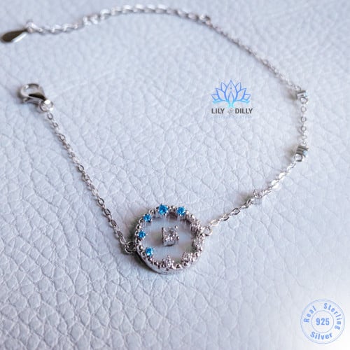 اسوارة سما - فضة وفصوص زركون أبيض وأزرق