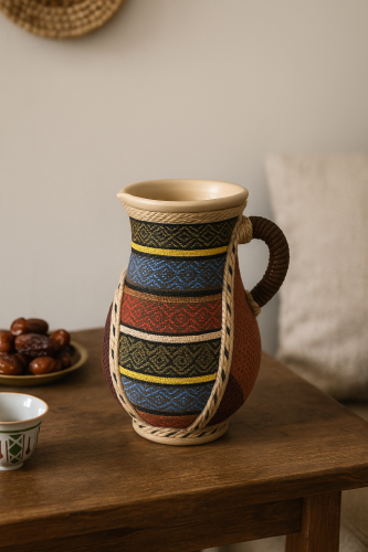 إبريق ماء فخار تراثي بكسوة صوف