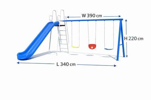 مجموعة زحليقة خارجية مع مرجيحة 3 مقاعد