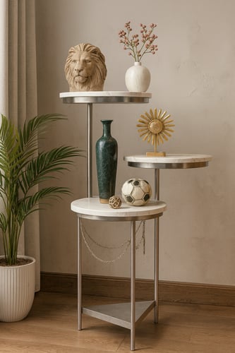 ستاند ديكور ثلاث مستويات بسطوح دائرية