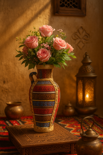 فازة فخار سدو تراثية ملونة للديكور