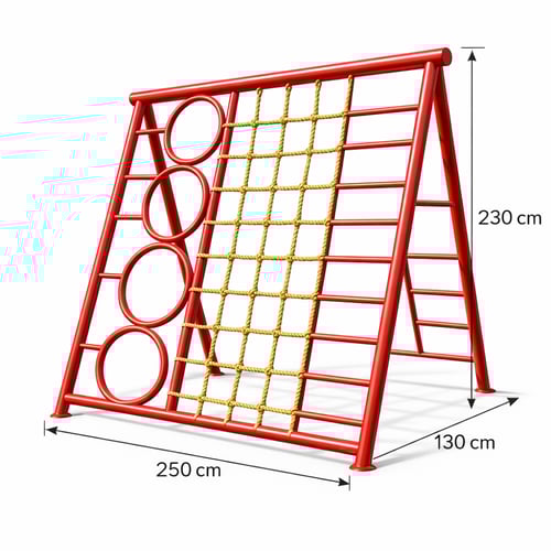لعبة تسلق أطفال مثلث حديد بشبك حبال وحلقات