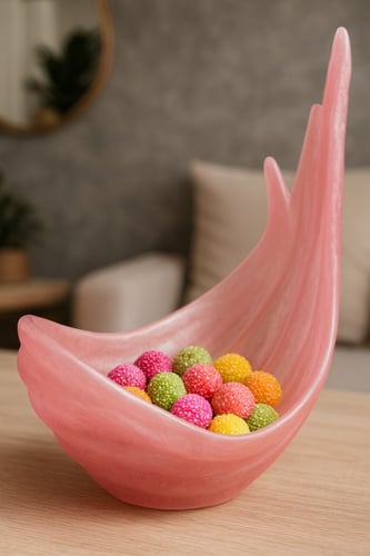 صحن تقديم وردي منحني