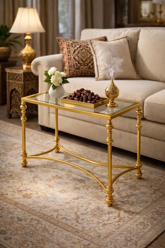 طاولة خدمة بسطح زجاجي وإطار معدني