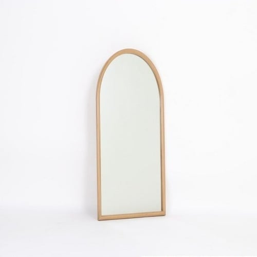 مرآة جدارية مقوسة بإطار خشبي - مرآة حائط ديكور للم...