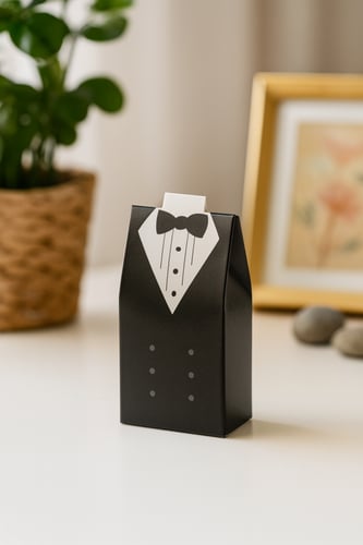 علبة توزيعات زفاف بتصميم العروس والعريس