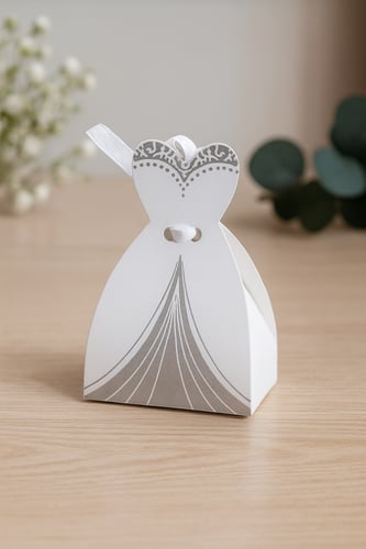 علبة توزيعات زفاف بتصميم العروس والعريس