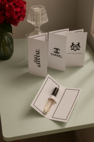 توزيعات عطور فاخرة ببطاقات أنيقة