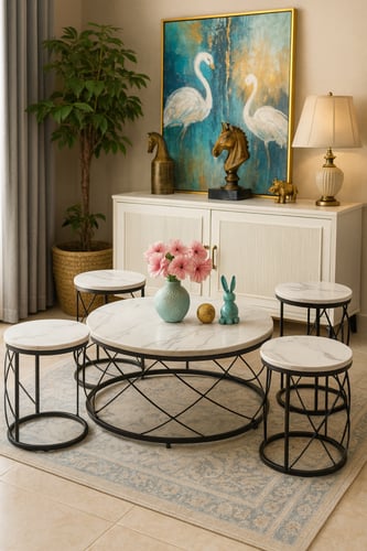 طقم طاولات خدمة متوسطة الإرتفاع