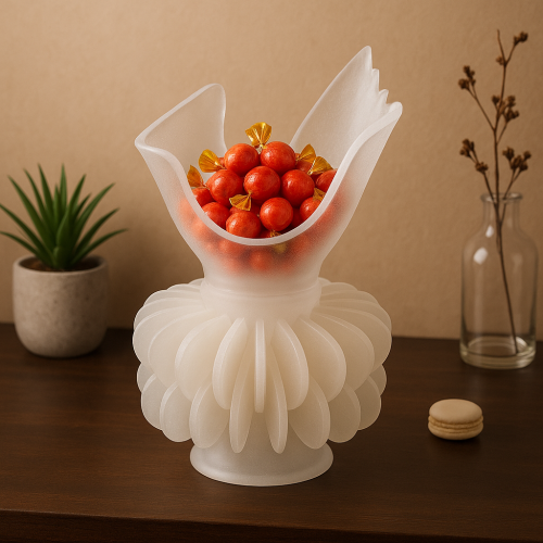 صحن حلويات مرتفع بتصميم صدفي