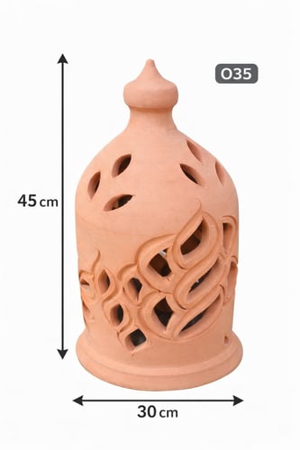 فانوس فخار تراثي مثقب للديكور بدون اضاءة