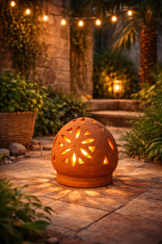 فانوس فخار تراثي مثقب 30 سم