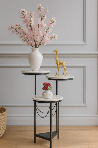 ستاند ديكور ثلاث مستويات بسطوح دائرية