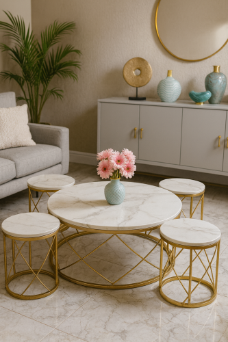 طقم طاولات خدمة متوسطة الإرتفاع