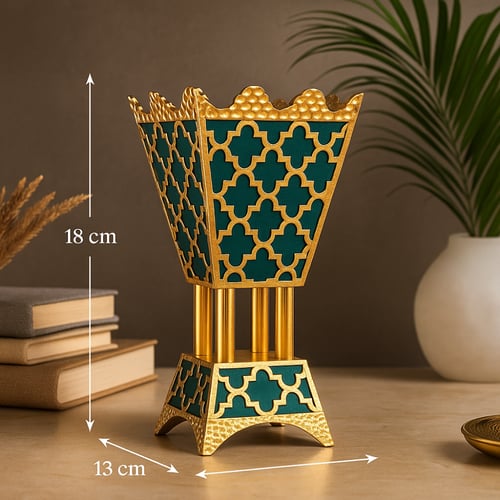 مبخرة معدنية فاخرة بزخرفة هندسية ذهبية