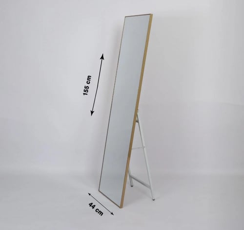 مرآة أرضية واقفة بإطار خشبي فاتح - مرآة طولية مودر...