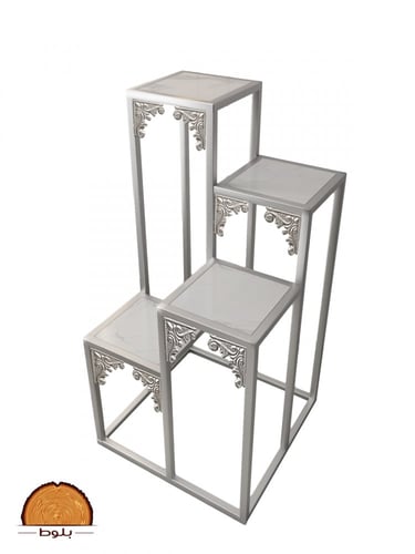 طقم ستاند ديكور ثلاث قطع متدرجة بإطار مزخرف وسطح ر...