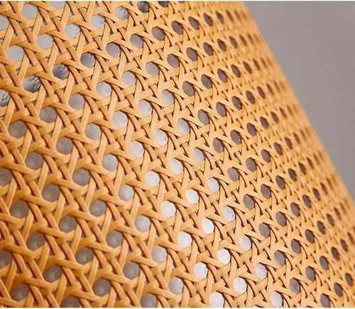 مصباح طاولة ديكور بقاعدة ثلاثية وشمعدان خيزران طبي...