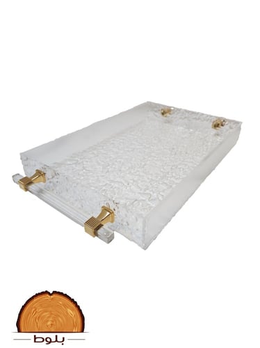 صينية تقديم أكريليك بمقابض ذهبية