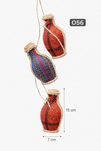 تعليقة ديكور تراثية – 3 قوارير قماش منسوجة بحبل جو...