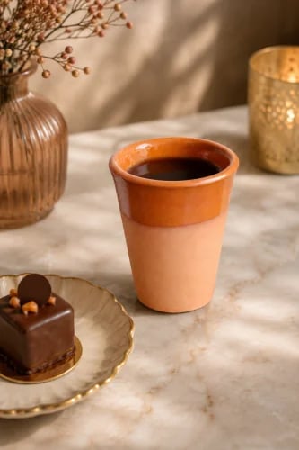 كوب فخار مطلي بلونين