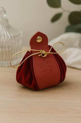 كيس هدايا مخملي فاخر برباط ذهبي