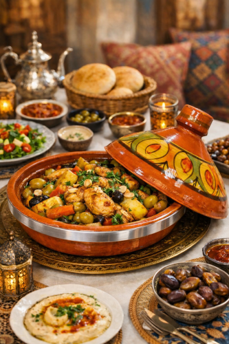 طاجن فخار مغربي كبير بغطاء | للفرن والطبخ والتقديم