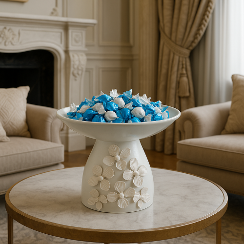 صحن تقديم مرتفع بقاعدة مزخرفة