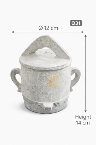 قدر حجر برمة يمني مع غطاء ومقبض حمل