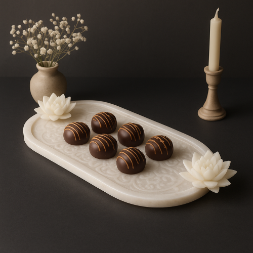 صينية تقديم بيضاوية مزينة بزهور ديكور