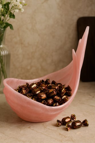 صحن تقديم وردي منحني