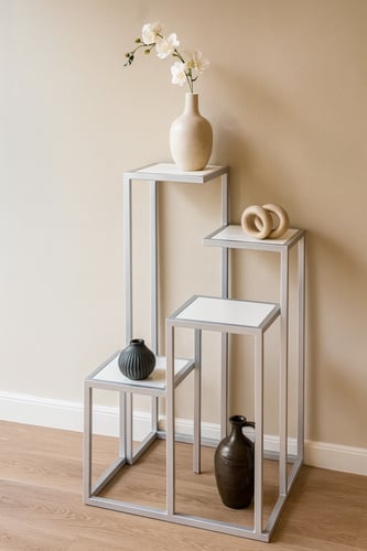 ستاند نباتات وديكور ثلاث مستويات بتصميم مودرن