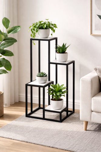 ستاند نباتات وديكور ثلاث مستويات بتصميم مودرن