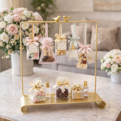 ستاند توزيعات معدني ذهبي