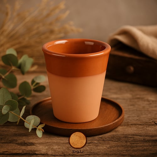 كوب فخار مطلي بلونين