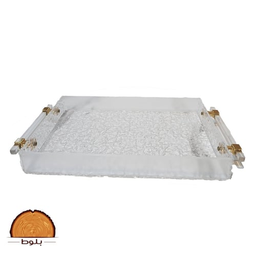 صينية تقديم أكريليك بمقابض ذهبية