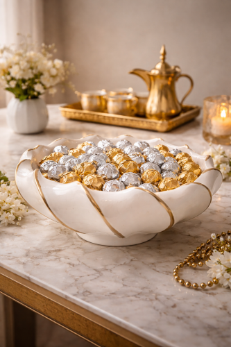 صحن تقديم حلويات وضيافة بتصميم مموج