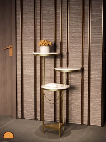 ستاند ديكور ثلاث مستويات بسطوح دائرية