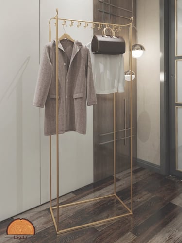 حامل ملابس واقف معدني مستطيل متعدد الخطافات