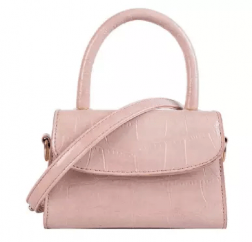 حقيبة (المها) يد صغيرة جلد طبيعي باللون BABY PINK