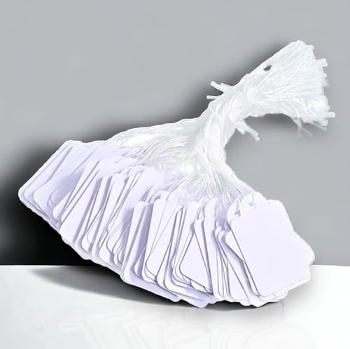 كرت تعليق تاق اسعار ابيض مستطيل ورقي (100 حبة)