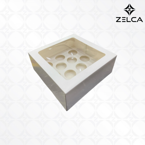 علبة كرتون بوكس الكب كيك بنافذة مربع (12 حبة)