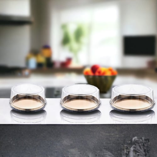 وعاء كيك دائري ذهبي مع غطاء شفاف (10 اوعية )