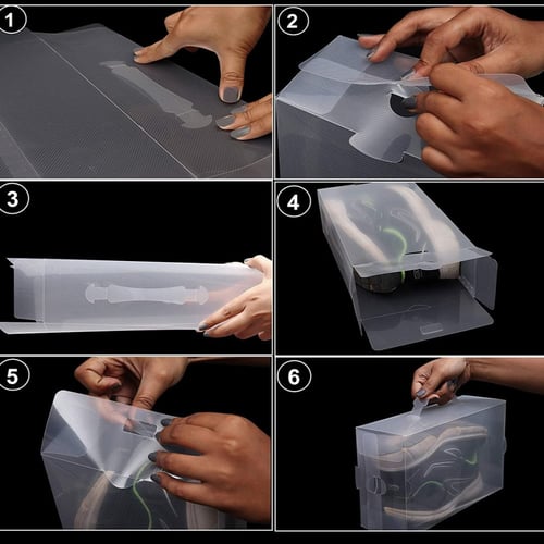 علب احذية مع حامل يد بلاستيك مقوي ( 12 حبة )